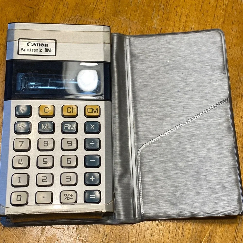 Canon Palmtronic 8Ms Calculator Silver Good Vintage VFD Japan LD-8Ms